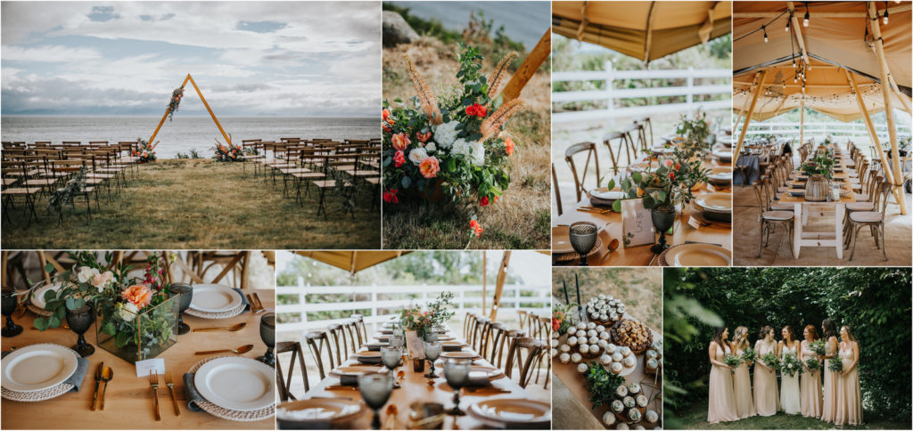 boho peach and greenery tent wedding