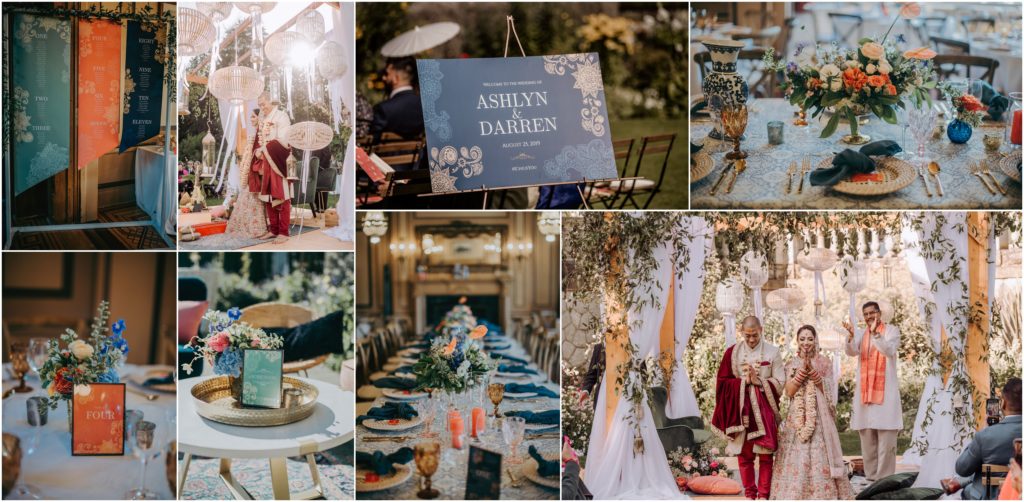 Asian indian colourful fusion wedding at the Hatley Castle victoria BC
