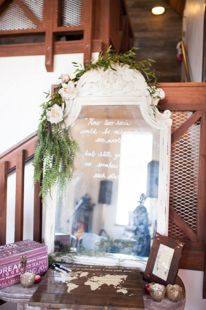 ivory vintage mirror with calligraphy