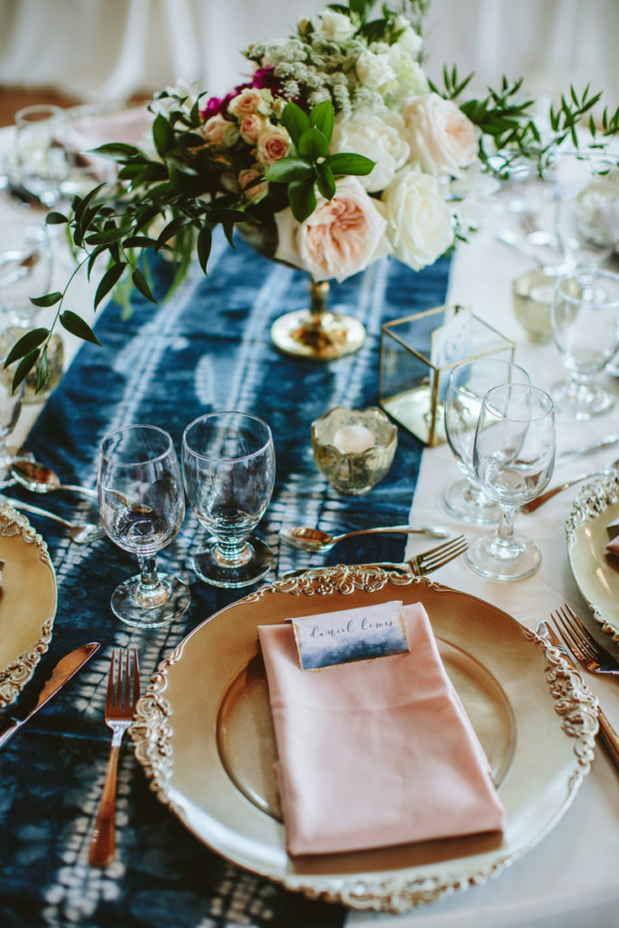 shibori table runner for wedding