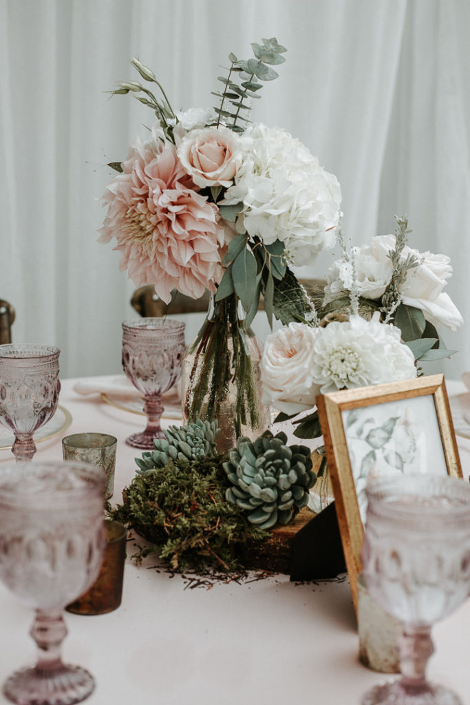 blush and succulent centerpiece