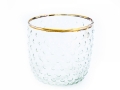 clear glass with gold rim votive