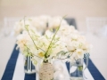 navy and white striped table runner