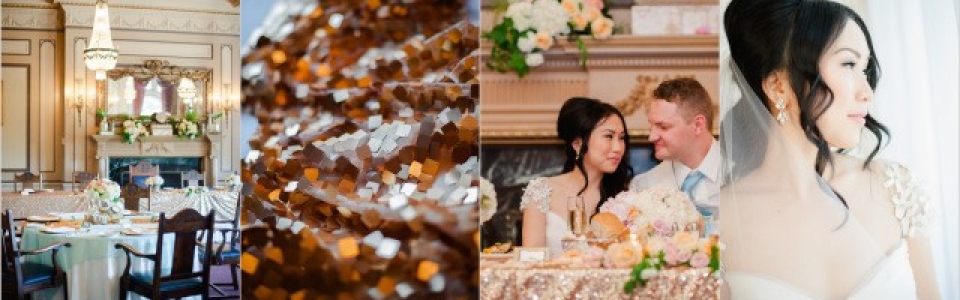 gold sparkle sequin  luxury wedding, gold blush wedding, gold and mint sparkle gatsby wedding