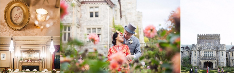 red and gold fall destination wedding at the hatley castle