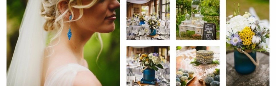 blue and yellow country wedding